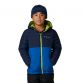 Navy and blue Columbia boys padded hooded jacket with green zip from O'Neills.