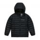 Black Kid's Columbia Powder Lite Hooded Jacket with padded outer and hand pockets from O'Neills.