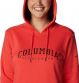 Red Columbia women's premium cotton hoodie, made from comfort stretch fabric with a soft interior and an oversized logo from O'Neills.
