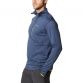 Navy men's Columbia half zip top with grey logo on left chest and green binding on cuffs and hem from O'Neills.