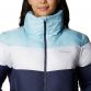 Navy, blue and white women's Columbia Puffer jacket with high neck from O'Neills.
