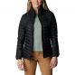 Black Columbia women's puffer jacket, made from water-resistant but breathable material, featuring an adjustable hem and zip pockets from O'Neills.