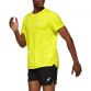 Yellow ASICS men's running t-shirt with reflective logo from O'Neills.