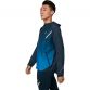 Blue ASICS men's LITE-SHOW running jacket with hood and reflective details from O'Neills.