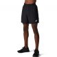 Black ASICS mens running shorts with elasticated waist and reflective spiral logo from O'Neills.