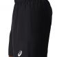 Black ASICS mens running shorts with elasticated waist and reflective spiral logo from O'Neills.