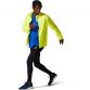 Yellow ASICS mens running rain jacket with pockets and reflective ASICS spiral logo from O'Neills.