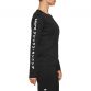 Black ASICS women's running long sleeve top with reflective text on right arm from O'Neills.