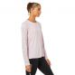 Pink ASICS women's running long sleeve top with reflective writing on right arm from O'Neills.