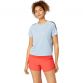 Blue ASICS women's short sleeve running t-shirt with reflective logo from O'Neills.