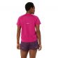 Pink ASICS women's short sleeve running t-shirt with reflective logo from O'Neills.