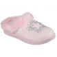 pink Skechers kids' low back slipper with a suede finish from O'Neills