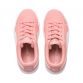 pink and white Puma kids' laced sports style shoes with a suede construction and rounded toe from O'Neills