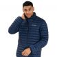 Navy men's Berghaus Seral Insulated jacket with silver logo on left chest and zipped pocket from O'Neills.