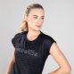 Black Tina women’s t-shirt with see through stripe detail and round neck from O’Neills.