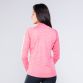 Pink women's half zip midlayer top with shaped waist and reflective logo by O’Neills.