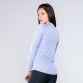 Blue women’s half zip midlayer top with shaped waist and reflective logo by O’Neills.