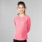Pink kids long sleeve top with shaped waist and reflective logo by O’Neills.
