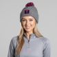 Grey and pink Down GAA Ruby Bobble Hat Grey with county crest by O’Neills.