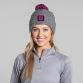 Grey and pink Donegal GAA Ruby Bobble Hat Grey with county crest by O’Neills.