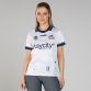 White Dublin Camogie Goalkeeper Jersey 2024 with navy knitted collar by O’Neills.