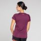 Women’s purple v-neck t-shirt with shaped waist and curved hem by O’Neills. 