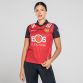 Red Women's Down LGFA jersey with 3 stripe detail on the shoulders by O'Neills.