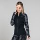 Black women’s reflective Full Zip Jacket with reflective camouflage design on the sleeves by O’Neills. 