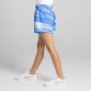 Blue kids' O’Neills Connell Shorts with three pink stripes on each leg and an all-over design.