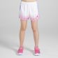 White Kids’ Miley Sports Shorts with pink and lavender ombre design by O’Neills.