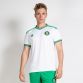 White Ireland Retro Jersey 1985 with white ribbed cuffs and collar and retro Ireland crest by O’Neills.