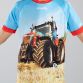 Blue Kids' MASS-terful O’Neills ploughing jersey with image of a red tractor on the front.