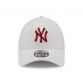 White New Era New York Yankees League Essential 9FORTY Cap with red team branding on the front from O'Neills
