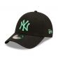Black New Era New York Yankees League Essential 9FORTY Cap with green team branding on the front from O'Neills

