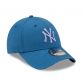 Blue New Era New York Yankees League Essential 9FORTY Cap with blue team branding on the front from O'Neills