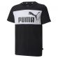 Kids' Black Puma Essentials+ Colour Blocked T-Shirt, with ribbed crew neck from O'Neills.