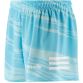 Sky blue O’Neills Connell Shorts with three white stripes on each leg and an all-over design.