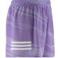 Purple O’Neills Connell Shorts with three white stripes on each leg and an all-over design.