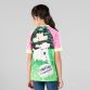 Pink Kids’ Think Paw-Sitive O’Neills ploughing jersey with image of a puppy and O’Neills ball on the front.