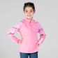 Pink Girls’ Half Zip Top with multi-coloured design on the sleeves by O’Neills. 