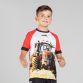 Red Kids' MASS-termind O’Neills ploughing jersey with image of a red tractor on the front.