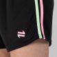 Black O’Neills Kai Shorts with green and pink stripes on each leg and O’Neills logo.