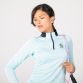 Green women's half zip training top with stripe detail on the shoulders and thumbholes on the sleeves by O’Neills.