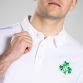 White Men’s Ireland Shamrock Polo Shirt with embroidered shamrock crest by O’Neills.