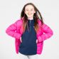Pink girls padded jacket with hood and zip pockets by O'Neills model image.