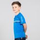 Blue Boys’ sports t-shirt with geometric design print on chest by O’Neills.