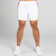 White/Purple/Yellow Men's Mourne Shorts with 3 stripe detail on side of legs by O'Neills. 