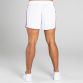 White/Purple/Yellow Men's Mourne Shorts with 3 stripe detail on side of legs by O'Neills. 
