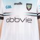 White and Turquoise Kids' Sligo GAA Alternative 2024 with a black ribbed crew neck by O’Neills.