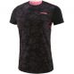 Black and pink short sleeve women's gym t-shirt with mesh panel by O'Neills.
